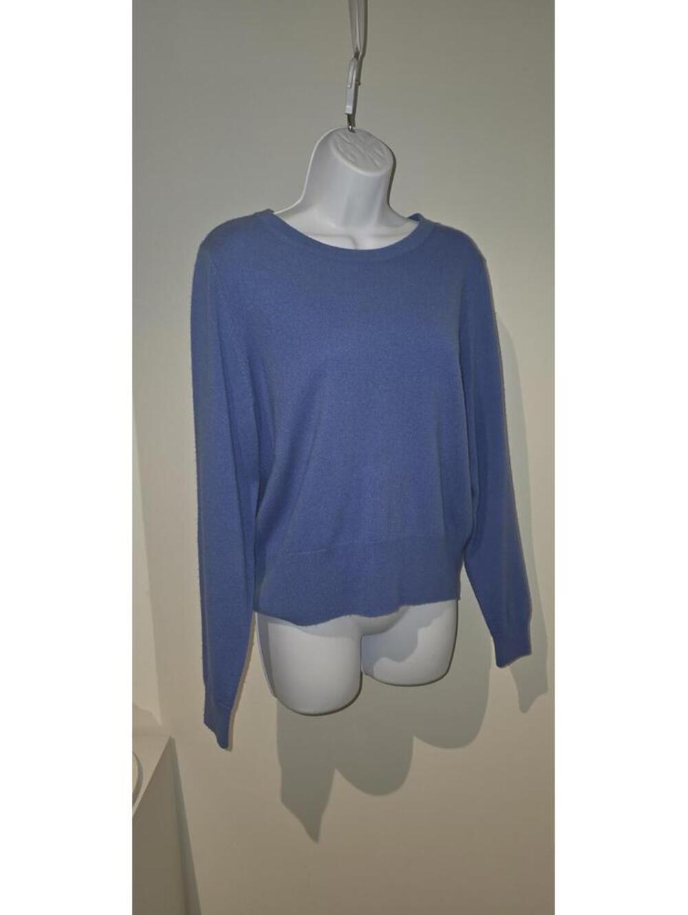 Pure Collection Blue 100% Cashmere Sweater Boxy Thick & Cozy Ribbed